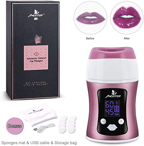 Lip Plumper - Lipzuiger Booster automatisch, intelligente bediening (tijd, zuigen), digitale weergave, opladen via USB, staand design, lippenvulling voor lippen make-up (bonus-sponspad inbegrepen) - Image 3