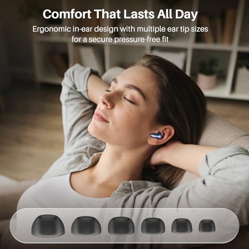 Image of TOZO Hybrid Active Noise Cancelling Wireless Earbuds with 6 Mics AI Clear Call Ear Buds 68H Playtime with LED Display 32 Preset EQs via APP Bluetooth 5.3 IPX8 Waterproof in Ear Headphones