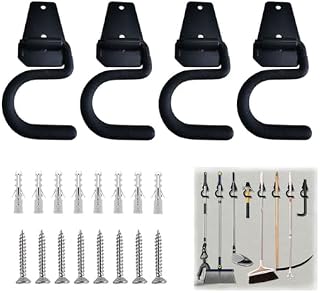 HiNADA Garage Hooks Garage Storage Wall Hooks,Tool Hooks for Hanging,Wall Mounted Shed Hooks for Kitchen, Bathroom,Garden and Garage(4 Pcs)