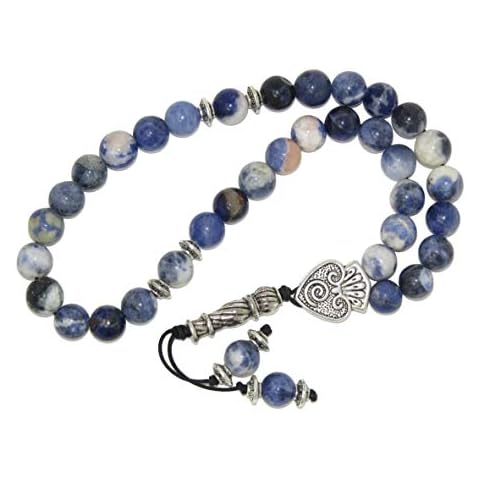 001SL - Prayer Worry Beads Tasbih 8mm Sodalite Gemstone Beads Handmade Cover