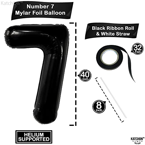Image of KatchOn, Black 40 Inch Giant Number 7 Balloon - Birthday Decorations for 7 Year Old Boys & Girls