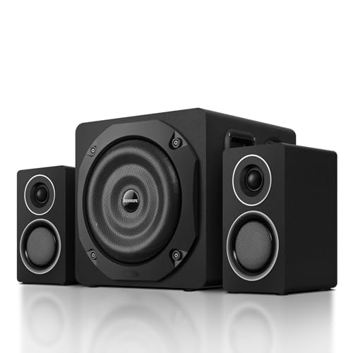 ZQMMSPK Computer Speakers with Subwoofer, 2.1 Gaming Speaker System for Desktop PC, 6.5' Deep Bass, Bluetooth 5.3, AUX/RCA/Optical/Coaxial, Surround Sound for PC/Monitor/TV - Black