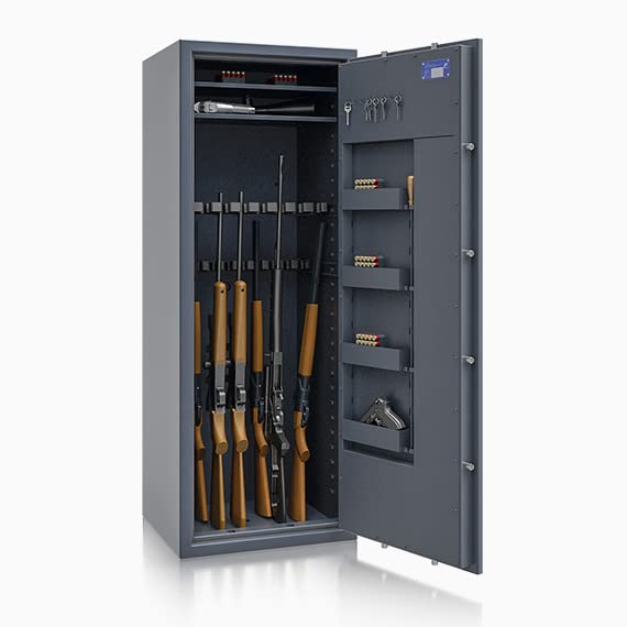 Waffenschrank Klasse 1 EN 1143-1 für 18 Langwaffen, Kurzwaffen & Munition | 1600x600x500mm (Doppelbartschloss mit 2 Schlüsseln)