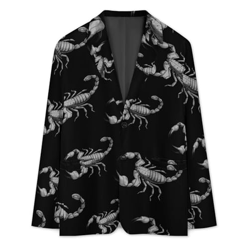 Cartoon Scorpion Men's Blazer Printed Button Suit Jacket Slim Sport Coat Blazers3