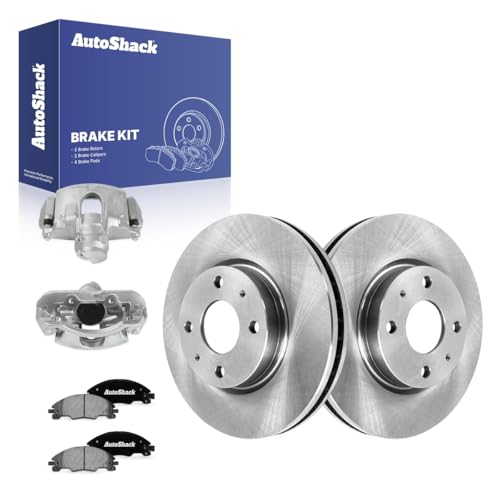 AutoShack Front Brake Rotors, Ceramic Pads & Calipers for Ford, Focus 2008-2011, FWD L4 2.0L - 10.83