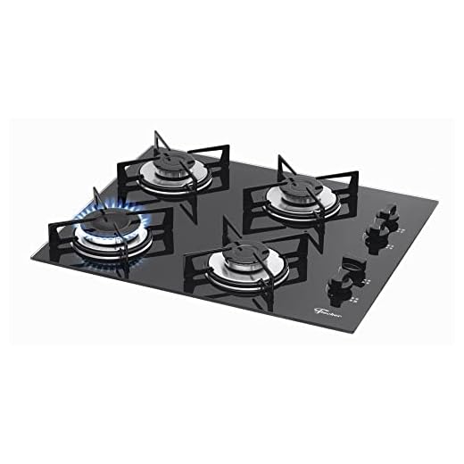Cooktop a Gás Fischer 4 Bocas com Mesa de Vidro Preto – Bivolt