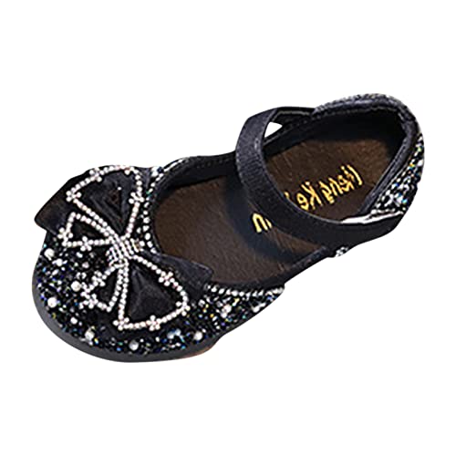 Princess Sandals for Girls Fashion Spring and Summer Girls Sandals Dress Dance Performance Princess Shoes Sequin (Black-A, 11 Toddler)