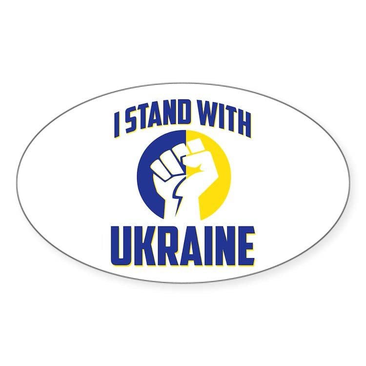 CafePress I Stand with Ukraine 2022 Sticker Oval Sticker (10-Pack), Bumper Sticker, Car Decal, Euro Oval