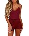 Produktbild Auxo Damen Ärmellos V-Ausschnitt Sommer Strand Party Jumpsuit Overalls Kurz Hosen B- Rot Etikettgröße M
