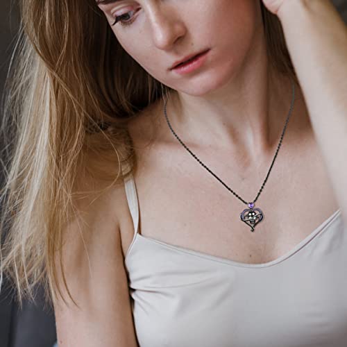 Hxillery Gothic Black Skull Necklace 925 Sterling Silver Retro Vintage Pendant Necklace Heart Love Purple Crystal Zircon Heart Crystal Punk Pendants Halloween Christmas Day Mother's Day Wedding Valentine's Anniversary Women's Girlfriend Birthday Jewelry Gift #TOP2