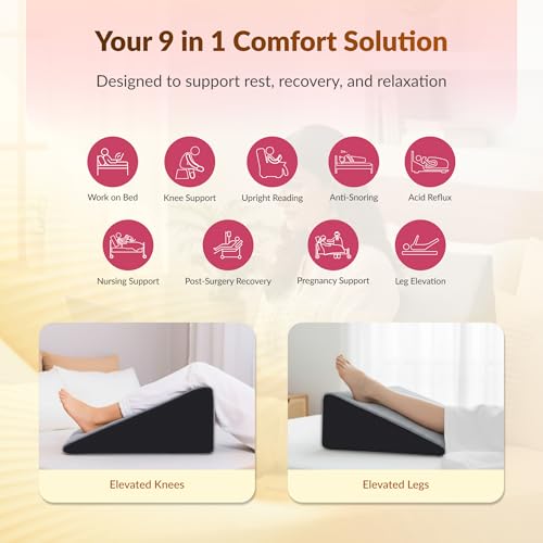 Image of SleepyHug Ortho Wedge Pillow PRO | 10-Inch Memory Foam Incline Support Pillow | GERD & Acid Reflux Relief, Back & Leg Elevation, Post-Surgery Recovery | 21x19x10 Inches, Navy Blue