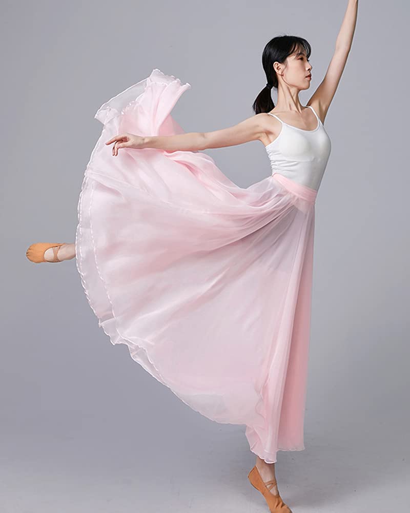 MISSMAO Jupe Longue Élégante pour Danse du Ventre Jupe Danse Orientale Couleur Unie Jupe Plissée Verstellbare Taille Jupon Tulle Élégant Vêtements de Danse Costume Danse Orientale