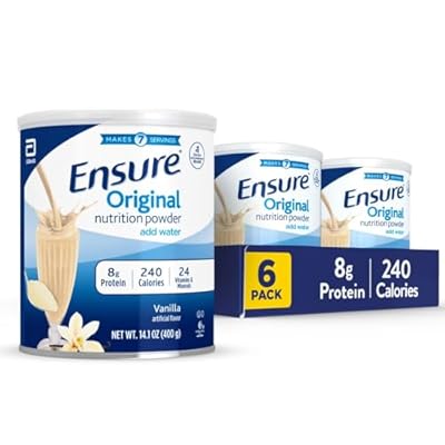 Ensure Original Vanilla Nutrition Powder | Vanilla Protein Powder | Small Meal Replacement Shake Mix | 8g Protein, 24 Vitamins & Minerals | Immune Health | 14.1 oz - 6 pack