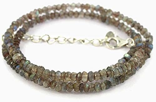 Natural Labradorite Beads Necklace - 4- 5 mm Beads Strand Necklace Size 18" - Labradorite Jewelry - Women Jewelry