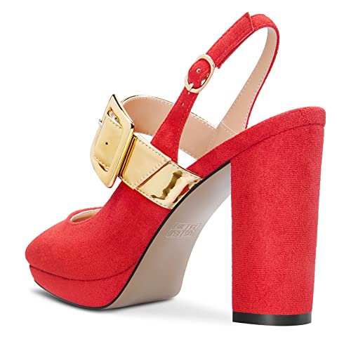 Saekcted Womens Chunky Block High Platform Heel Pointed Toe Sandals Ankle Strap Mary Jane Pumps Party Shoes3