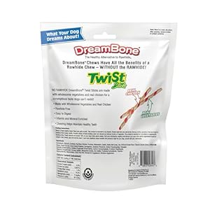 Dreambone twist sticks made with real chicken rawhide free chews for dogs 50 count   cucciolini doodles