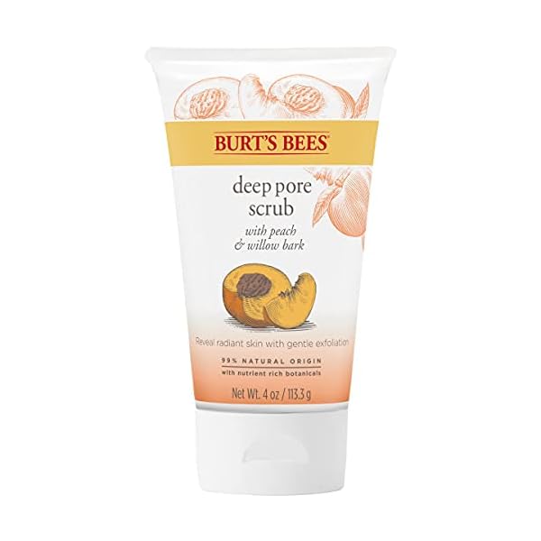 Burt's Bees Deep Cleansing Pore Scrub with Peach and Willow Bark, 4 Ounces, Pack of 3