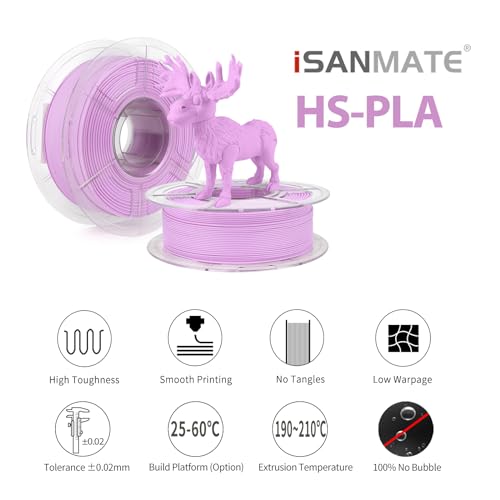 Image of iSANMATE High Speed Matte PLA+ 3D Printer Filament, Matte Lilac PLA+ Filament 1.75mm Designed for High Speed 30-600mm /s, Fast Printing Speed PLA, Dimensional Accuracy ±0.02mm, 1kg Spool (2.2lbs)
