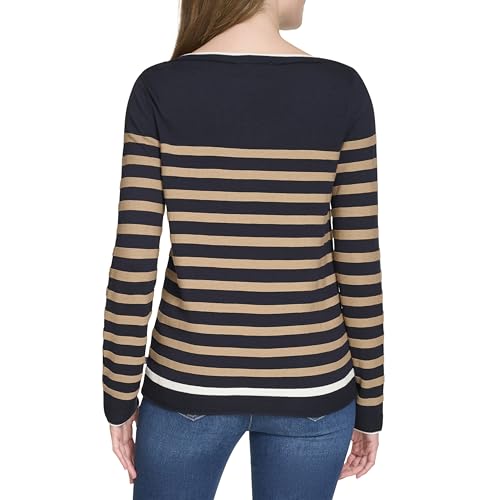 Image of Nautica Women's Mariner Stripe Pullover Boatneck Long Sleeve
