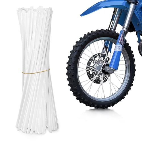 E-riding Bicycle Spoke Covers, 72Pcs Universal Dirt Bike Spoke Skins for 8-21'' Spoke Rims Dirt Bike Bike Bicycle Wheelchair Motorcycle - White