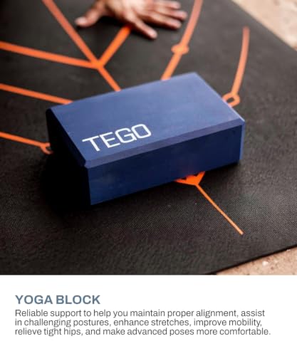 Image of TEGO Boost Yoga Block - Firm EVA - 3x6x9 Inches - Black Green - Accessory for Yoga and Pilates