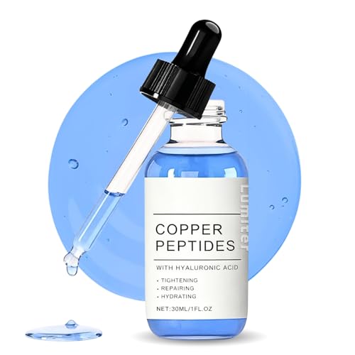 GHK-CU Copper Peptides Serum for Face Anti Aging Collagen Booster GHK CU Peptides Hyaluronic Acid Serum Anti Wrinkle Serum for Fine Lines & Skin Elasticity Deep Hydration 30ML