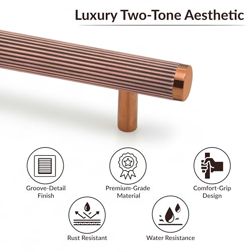 Image of Plantex Stainless Steel & Aluminium Cabinet Handle /900mm Wardrobe Handle for Home /Cupboard Door Pull-Push Handles for Hotel /Office - Pack of 1 (DTC-3960, Rose Gold)