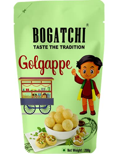 Image of BOGATCHI Pani puri packet ready to eat - Fry or Bake in Microwave | instant pani puri pellets | Golgappe Packet Readymade | Pani Puri Papad | pani poori Panipuri packets - Value Pack, 200g