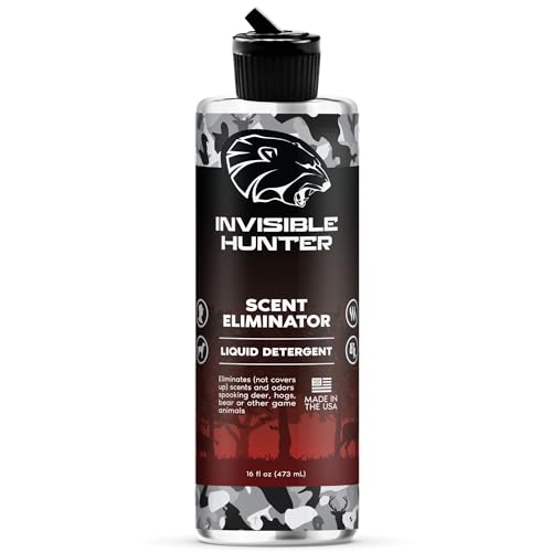 INVISIBLE HUNTER Zone Protects Scent Eliminator Laundry Detergent - 16oz, Deep Cleaning, Unscented, Neutralizes and Eliminates Odors from Hunting Clothes