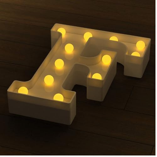 Image of Marquee F Alphabet Shaped LED Light Lamp | Decorative Wall Hanging for Birthday, Party, Wedding, Festive & Home Decor | Battery Operated Night Light (F)