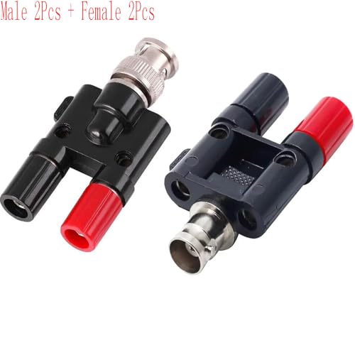 Adaptador BNC macho+hembra a doble banana 4mm, pack 4 miniatura 5