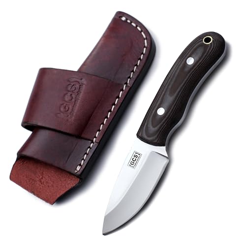 GCS Handmade Micarta Handle D2 Tool Steel Tactical Hunting Knife with leather sheath Full tang blade designed for Hunting & EDC GCS 316 - GCS Knives