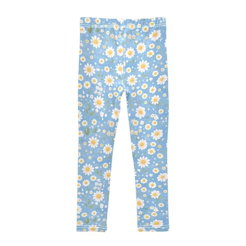 Polka Dots and Tender Chamomile Flowers Kids Girl's Legging Comfortable Full Length Lounge Pants Gym2