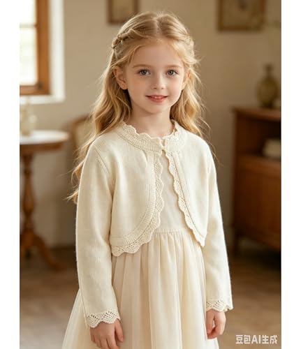 Image of 2Pcs Girls' Knit Toddler Cardigan Cotton Soft Button Closure Bolero Shrug Shawl Shirt Sweater