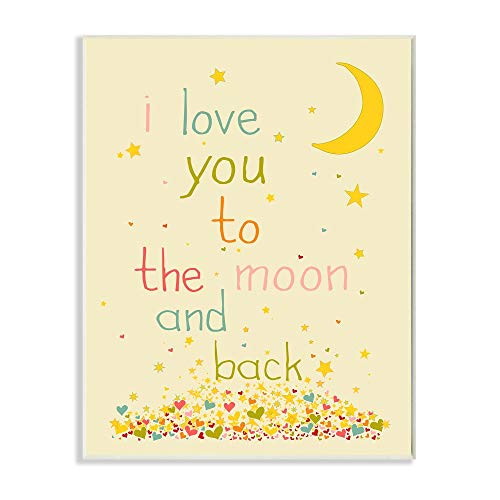 The Kids Room by Stupell I Love You to The Moon and Back Rectangle Wall Plaque, 11 x 0.5 x 15, Proudly Made in USA