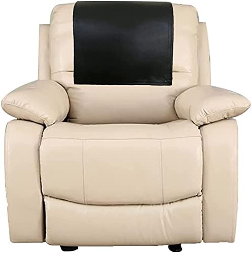 Trimbark Genuine Leather Recliner Chair Headrest Cover, Sofa, Love Seat, Furniture Protector, Theater Seat Cover/SlipCover for Home & Office Black 14X26 Piece of 1