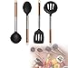Küchenhelfer-Set 4-teilig Kochbesteck Nylon Griff Kupfer Farben Aufhängeöse (Suppenkelle, Schöpfkelle, Bratenwender, Pfannenwender, Schaumlöffel, Kochlöffel)