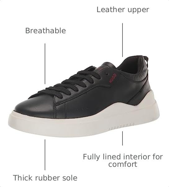 Image of Hugo Mens Cupsole Leather Lace Up Sneaker