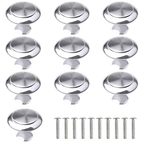 10 PCS Cabinet Door Knobs, Silver Cabinet Knobs Kitchen Cupboard Knobs Round Pull Handles Chrome Door Handle Knobs Metal Drawer Knobs for Bathroom Wardrobes Dresser Doors Furniture