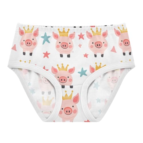 Cute Piglets Girls' Underwear Cotton Wearing Crowns Girls Briefs Soft Toddler Underwear 2T