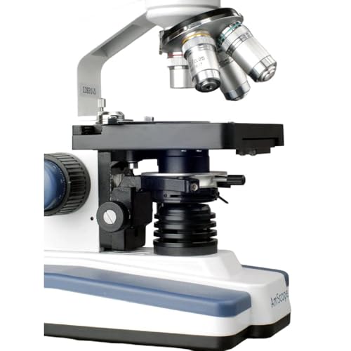 Image of AmScope B120C-WM Siedentopf Binocular Compound Microscope, 40X-2500X Magnification, Brightfield, LED Illumination, Abbe Condenser, Double-Layer Mechanical Stage, Includes Book