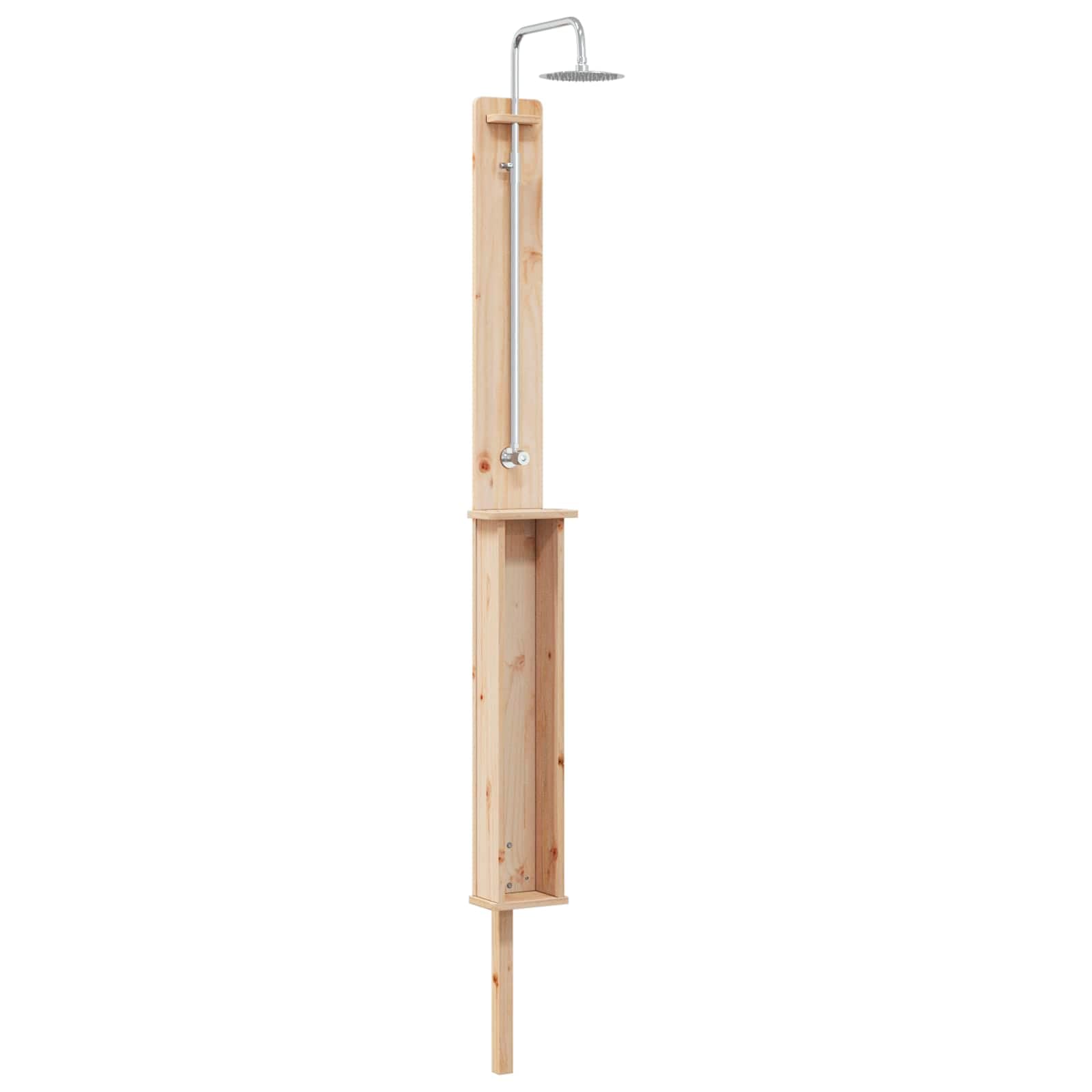 Ducha Exterior 246 cm Madera Maciza de Pino y Acero Inoxidable