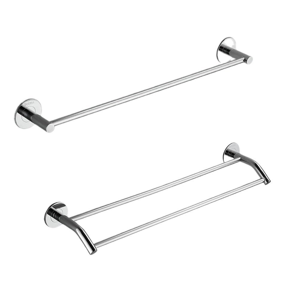 Barre porte-serviettes inox 304 chromé au design épuré pour salle de bain