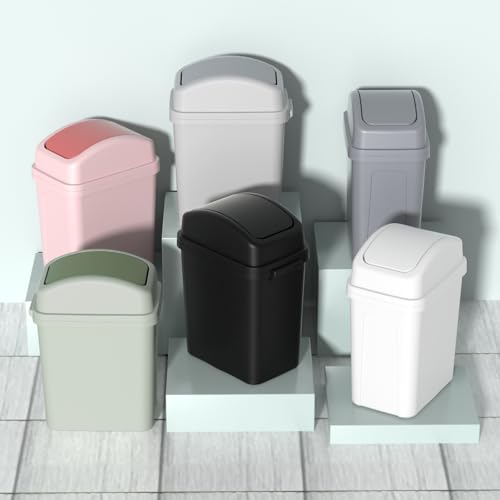 Image of Cand 4-Pack 1.8 Gallon Swing Lid Garbage Can, Pink | Plastic Small Trash Can with Lid