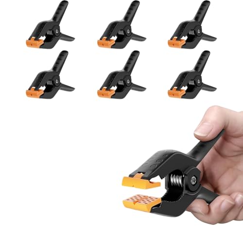 EMART 6 Pack Klemmzwingen 4 5 Zoll/11 4cm Federzwinge Set Klammern Groß Hintergrund Klammer Verstellbar Leimzwingen Greenscreen Klemmkraft für Fotostudios Hintergründe