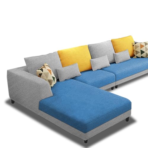 Image of Galib LHS 6 Seater L Shape Sofa Set for Living Room (Turquise Grey Fabric) Premium Fabric Sofa