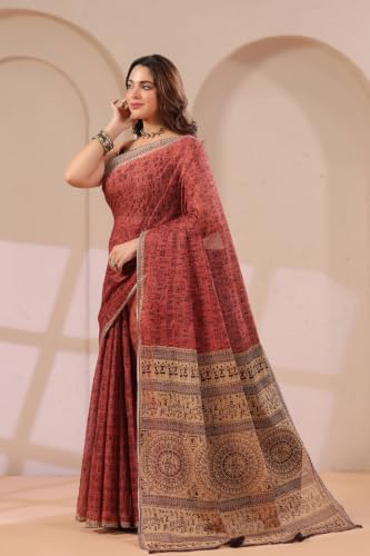 Image of TAMAIRA FASHION Mulmul Pure Cotton Saree For Woman Warli Printed |Office Wear Daily Wear Sarees For Women Without Blouse Piece(Available in 16 Colours)