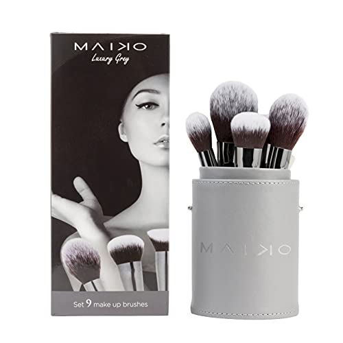 Set 9 brochas Maiko Luxury Grey : pinceaux de maquillage indispensables pour le teint et les yeux