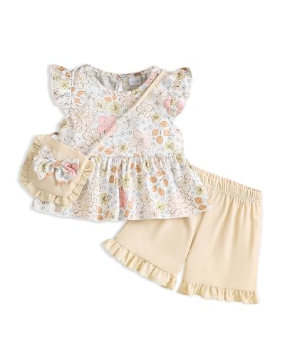Image of Weebaby Toddler Girl Clothes Baby Summer Outfits Sleeveless Halter Top Ruffle Short Set Cute Kids Clothes Girls