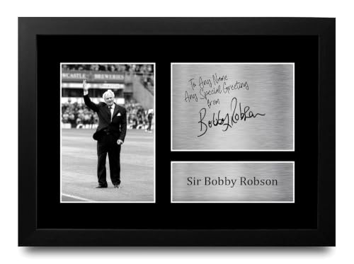 Image of HWC Trading Sir Bobby Robson Personalised Gift - Signed Autograph Picture, Framed A4 Football Memorabilia with Custom Name Message for Birthday Christmas Wedding